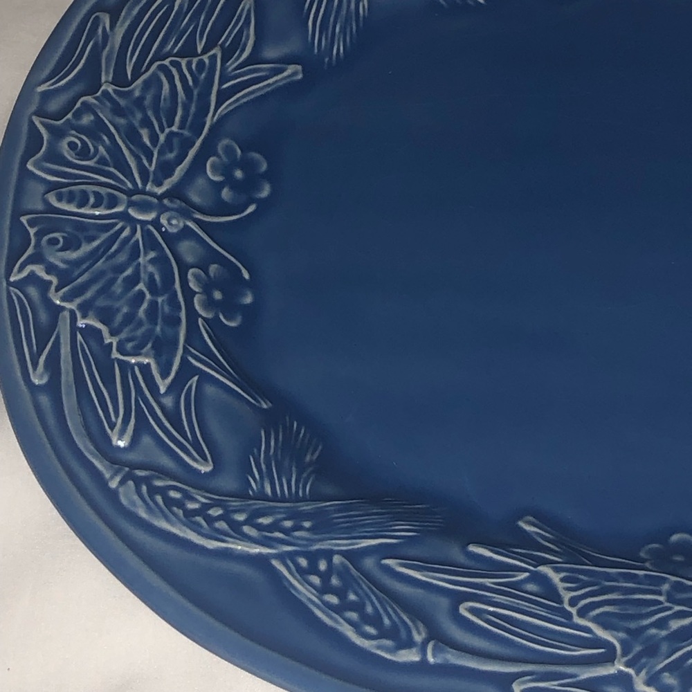 Bordallo Pinheiro Platter Blue Butterflies Vintage BEAUTIFUL BLUE BUTTERFLIES! - Picture 4 of 16